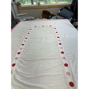 Pottery Barn Kids White W/Pink Emb. Twin Cotton Duvet Cover PLZ READ